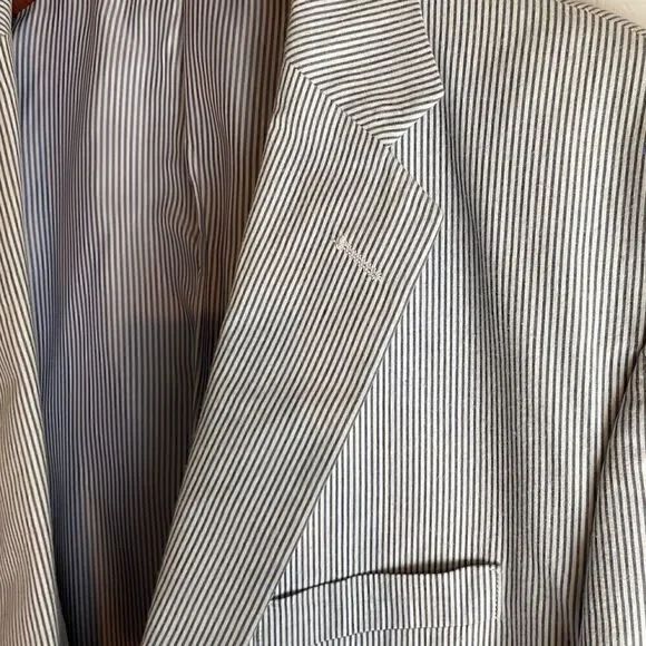 Adolfo Stripe Blue/White Men Blazer - Picture 10 of 14